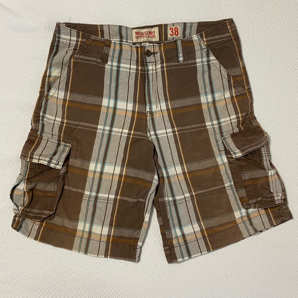 Mossimo Supply Co. Brown Plaid Cargo Shorts